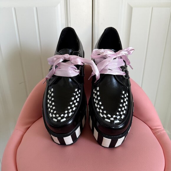 TUK Hello Kitty Black and White Stripe Platform Creepers - Picture 10 of 13
